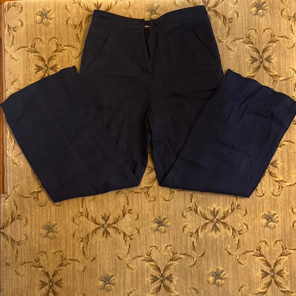 Reformation Navy Blue Linen Trousers